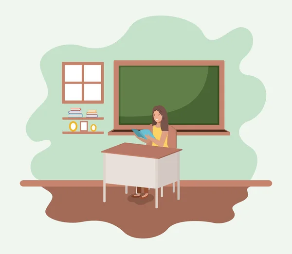 Insegnante donna in classe — Vettoriale Stock