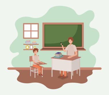 Öğretmen sınıfta öğrenciler ile