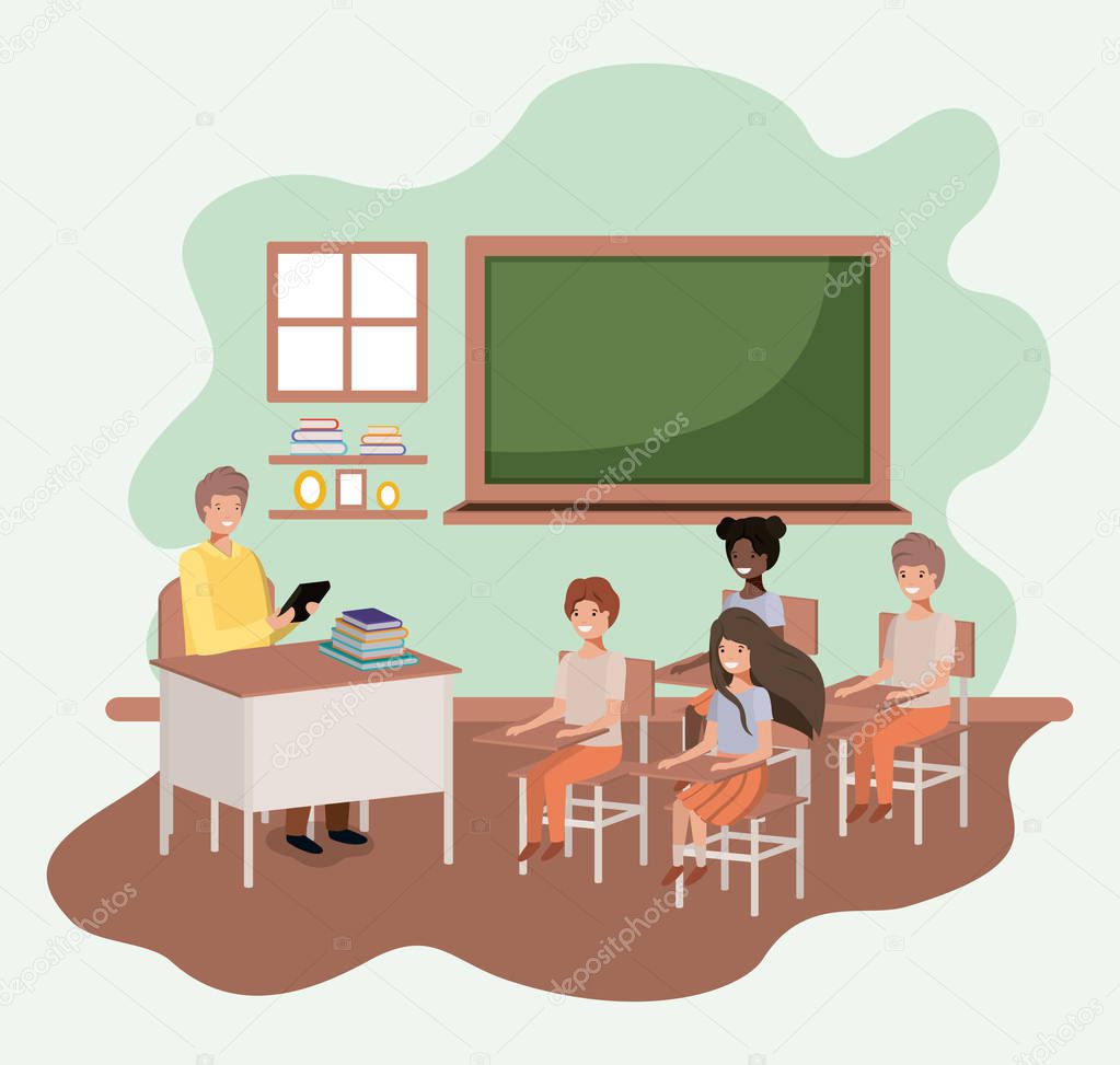 teacher in the classroom with students