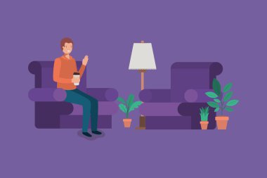 oturma üstünde genç adam