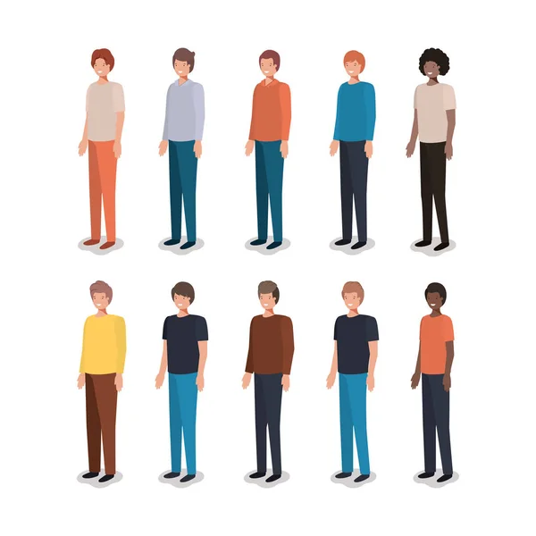 Group of men friends characters — Stock Vector