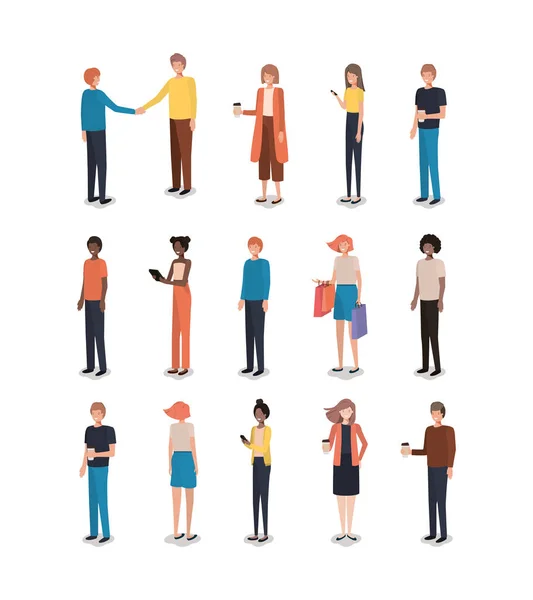 Group of people friends characters — Stock Vector