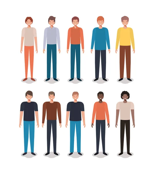 Group of men friends characters — Stock Vector