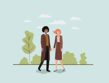 parkta yürüyüş zarif iş çift