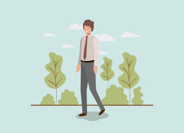 zarif işadamı parkta yürüyüş