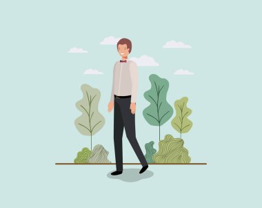 zarif işadamı parkta yürüyüş