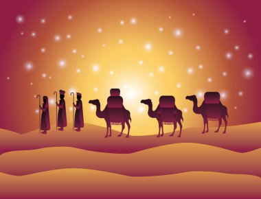 bilge adamlar çöl Noel sahnede seyahat