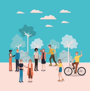 parkta faaliyetleri yapan biri grup