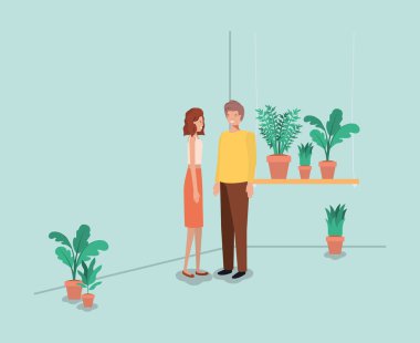 raf içinde houseplants çift