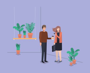 raf içinde houseplants çift