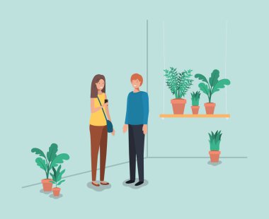 houseplants raf vektör çizim tasarım çift