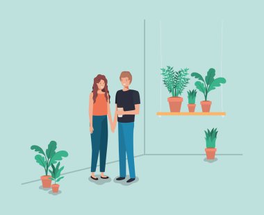 raf içinde houseplants çift