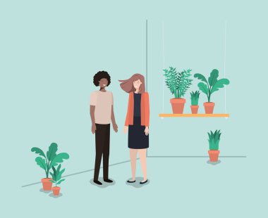 raf içinde houseplants çift