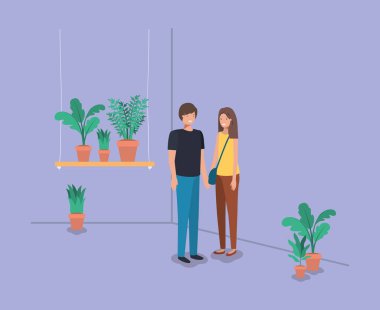 raf içinde houseplants çift