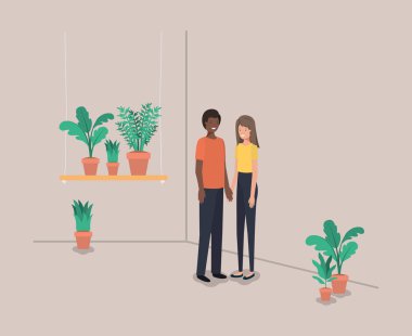 raf içinde houseplants çift