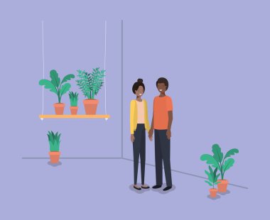 raf içinde houseplants çift