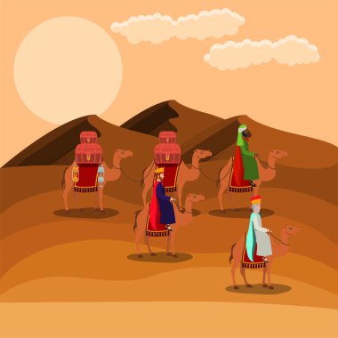 bilge adamlar çöl Noel sahnede seyahat