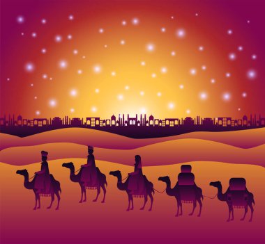 bilge adamlar çöl Noel sahnede seyahat