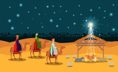 istikrarlı kutsal aile ile Noel çöl sahne