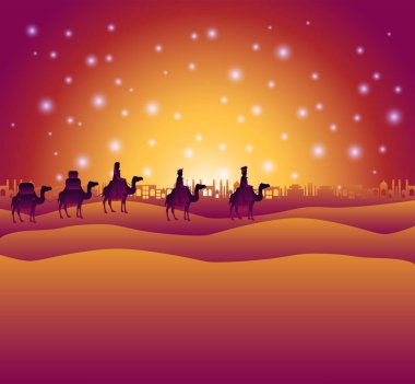 bilge adamlar çöl Noel sahnede seyahat