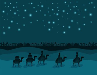 bilge adamlar çöl Noel sahnede seyahat