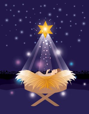 neşeli Noel kartı ile İsa Bebek