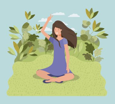 park karakteri üzerinde oturan genç kadın