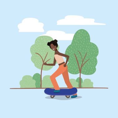 Kaykay Parkı üzerinde genç kadın