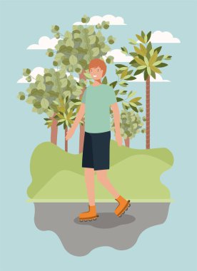 adam tekerlekli paten parkta