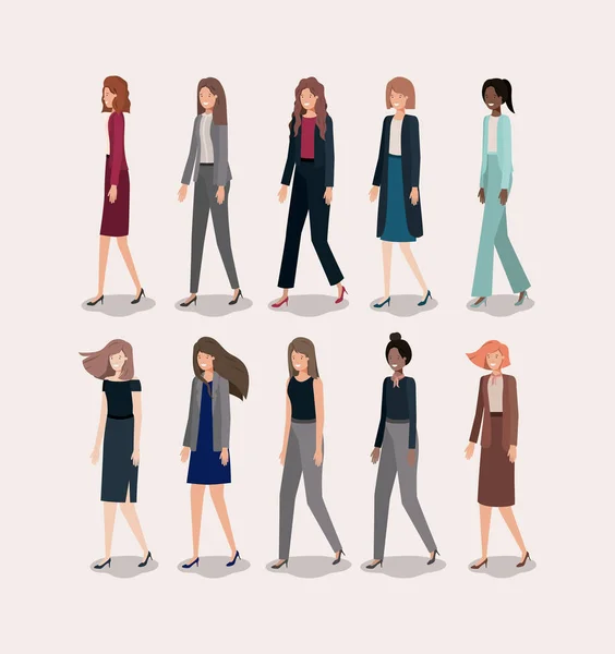 Groupe d'élégantes dames — Image vectorielle