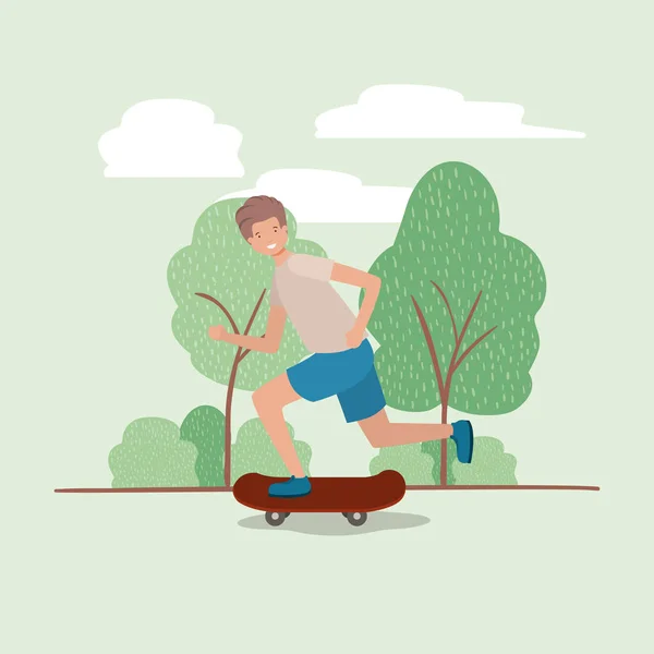 Νεαρός με skateboard στο πάρκο — Διανυσματικό Αρχείο