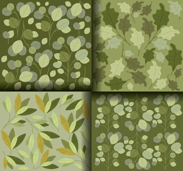 Groene blaadjes patroon achtergrond — Stockvector