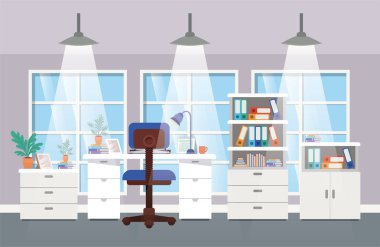 modern ofis patron sahne vektör çizim tasarım