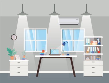 modern ofis patron sahne vektör çizim tasarım