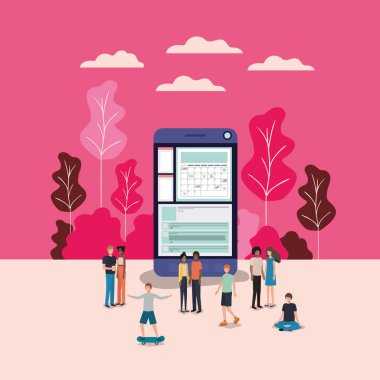 mini insanlar Smartphone içinde çalışma