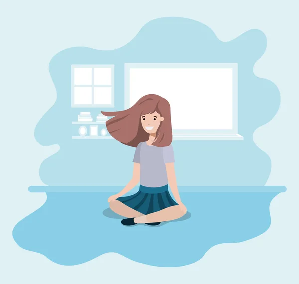 Teenager girl sitting avatar character — Stock Vector