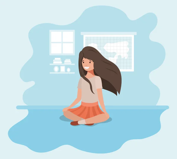 Teenager girl sitting avatar character — Stock Vector