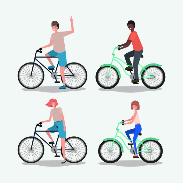 Groupe de personnes à vélo — Image vectorielle