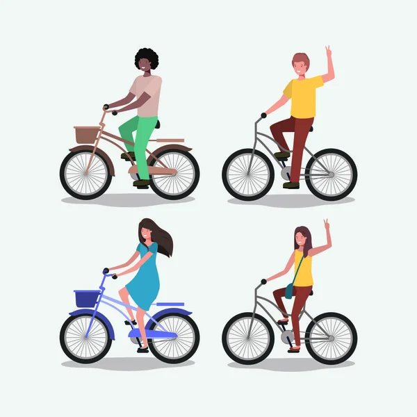 Grupo de personas en bicicleta — Archivo Imágenes Vectoriales
