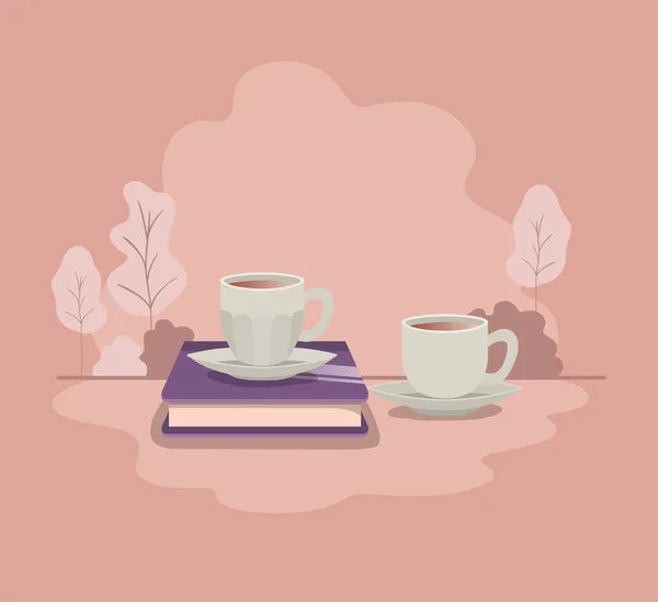 cup of coffee with book isolated icon