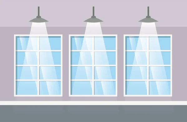 Edifício corredor com lâmpadas penduradas —  Vetores de Stock