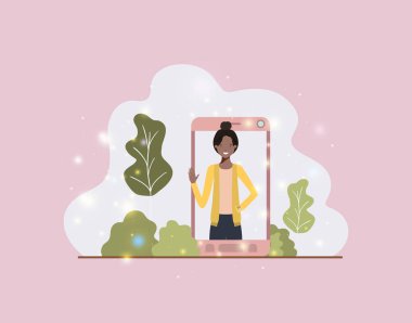 manzara Smartphone'da siyah kadın