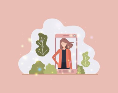 manzara Smartphone'da kadında