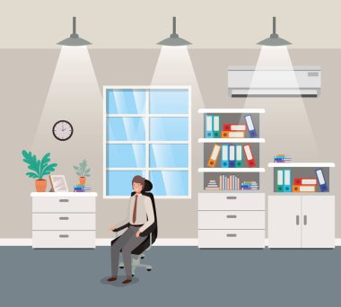 koridor office oturan işadamı ile