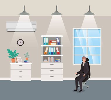 koridor office oturan işadamı ile