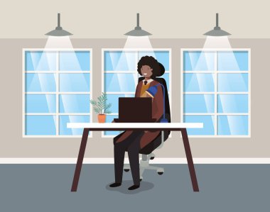 oturan siyah işadamı ile modern ofis