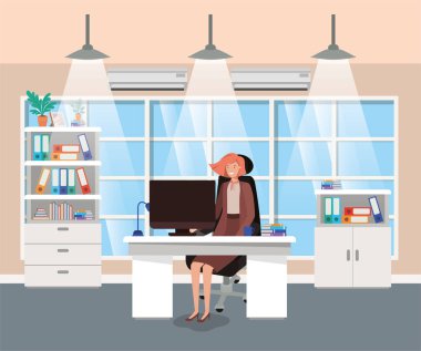 modern ofis oturma iş kadını ile