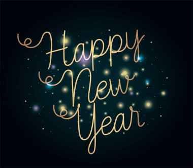 mutlu yeni yıl yazı ışıkları ile