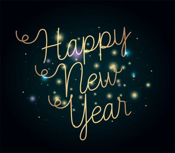 Šťastný nový rok nápis se světly — Stockový vektor