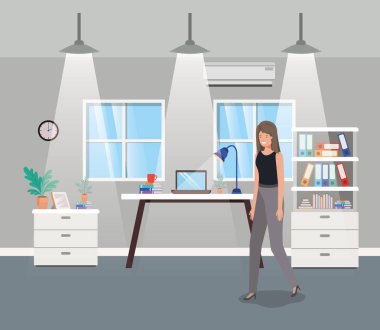 iş kadını ile modern ofis